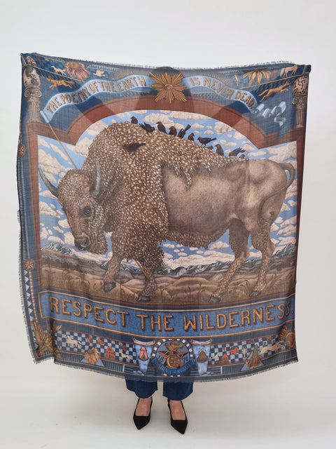 Secrets of the Bison, 135cm wool/silk, chambray