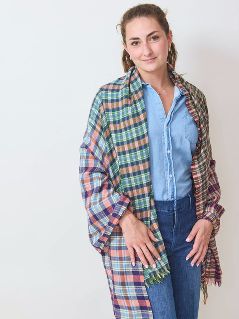 Multi Check Stole, forest