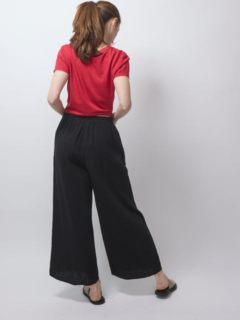 Easy Wide Gauze Pant, Black