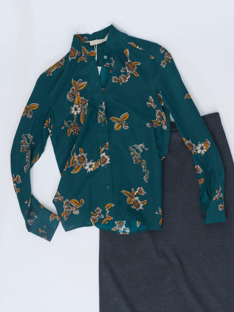 Fable Blouse, peacock blue