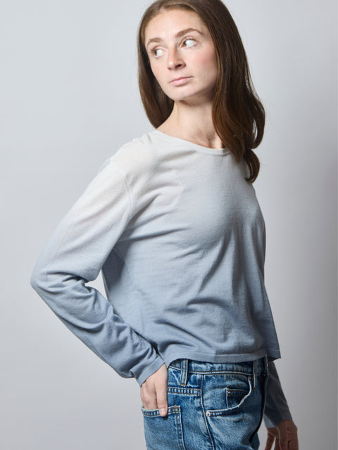 Cotton L/S Crewneck, Storm Ombre
