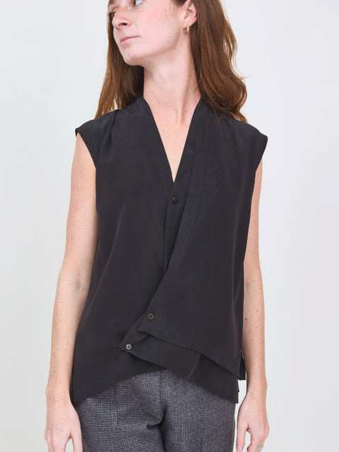 Asymmetric Silk Top, black