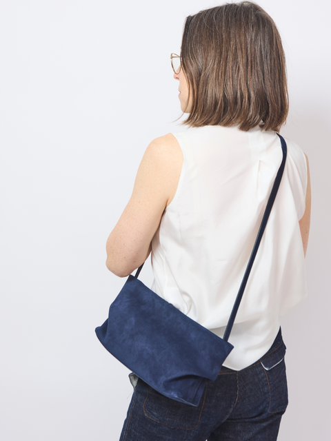 Nina Clutch, deep sea suede