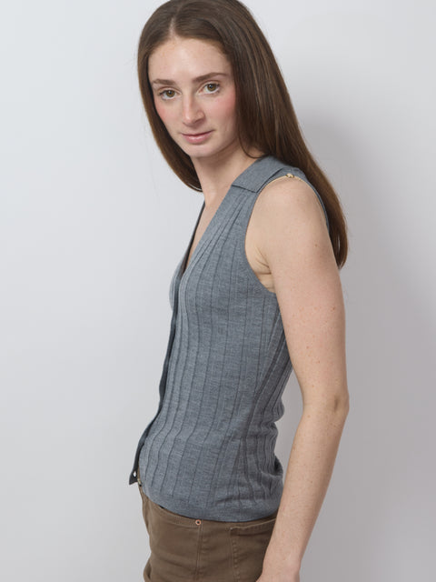 Collared Vest, Graphite
