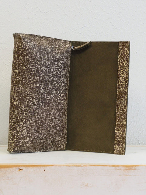 Foldover Clutch, Clay Shagreen