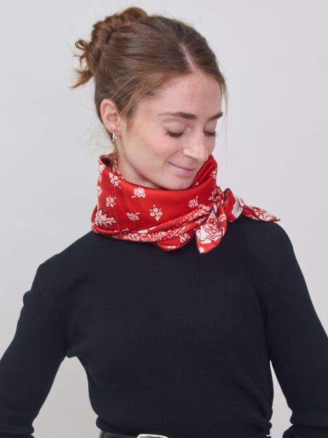 Rosey in Red Hot, silk wild rag