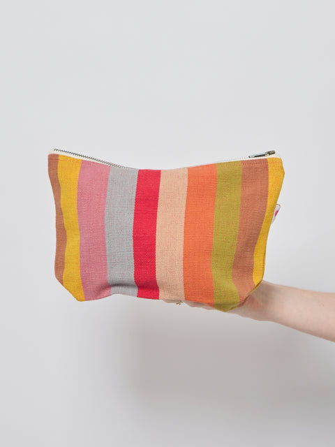 Cotton Canvas Pouch, Mauve Stripe