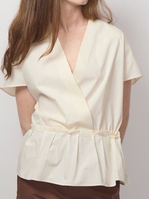 Blusa Popeline Incrociata, meringa