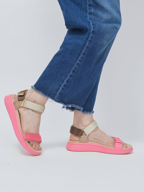 Line Tricolor Sandal, Rasberry Multi