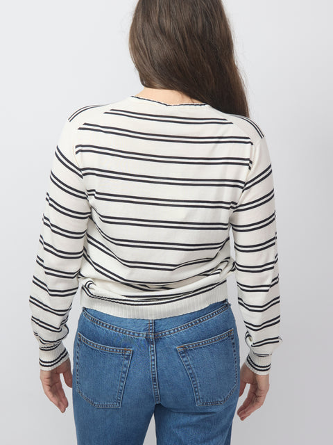 Stripe Cotton Pullover, natural/navy