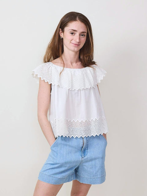 Westport Eyelet Top, White