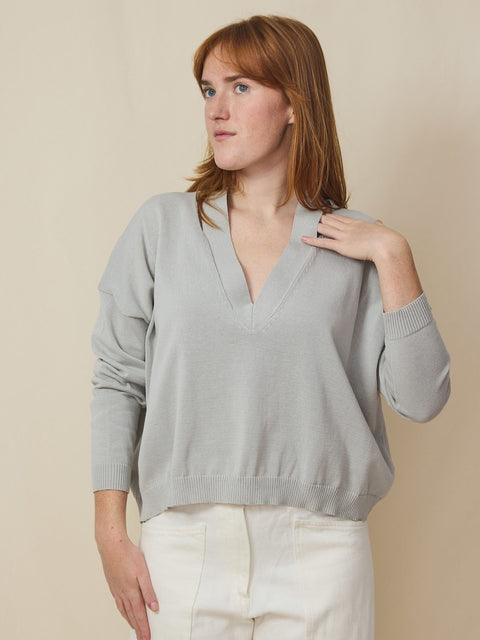 Maglia V-neck, Perla