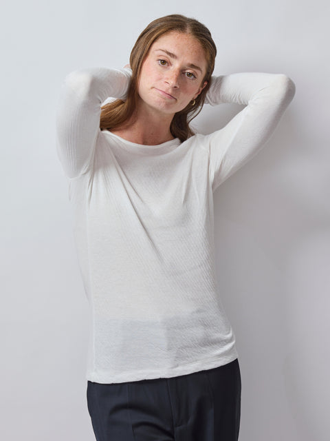 Hi-Soft Dbl Face LS Crew, white