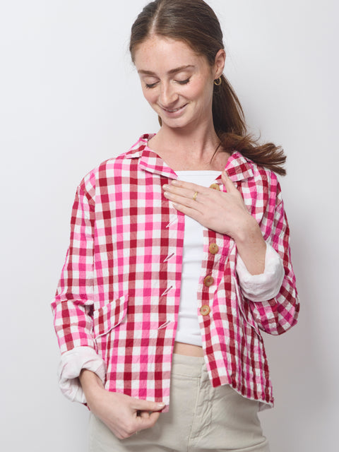 Jacket Juliana, red & pink check