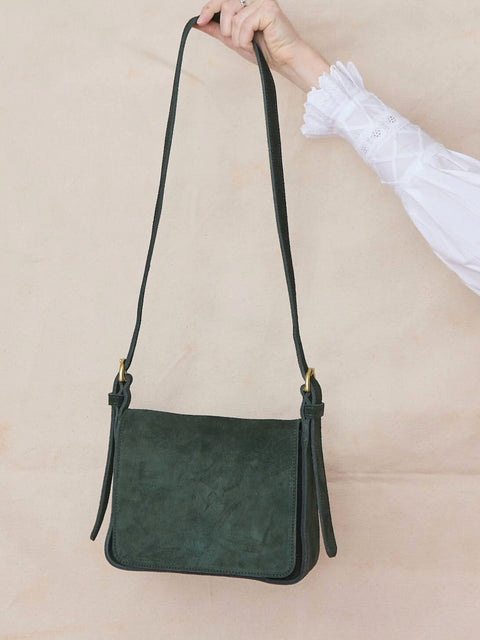 Genevieve Crossbody, Forest Suede