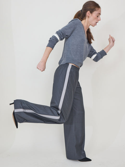 Chaplin Trousers, Grey Pinstripe
