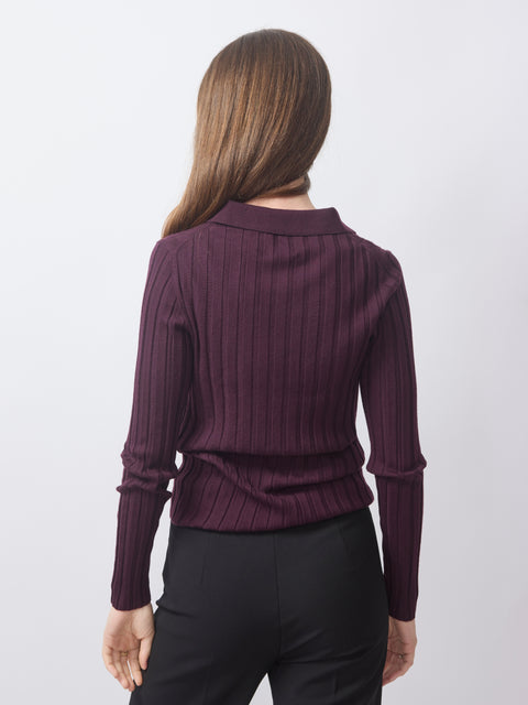 Poloneck Sweater, dark cherry