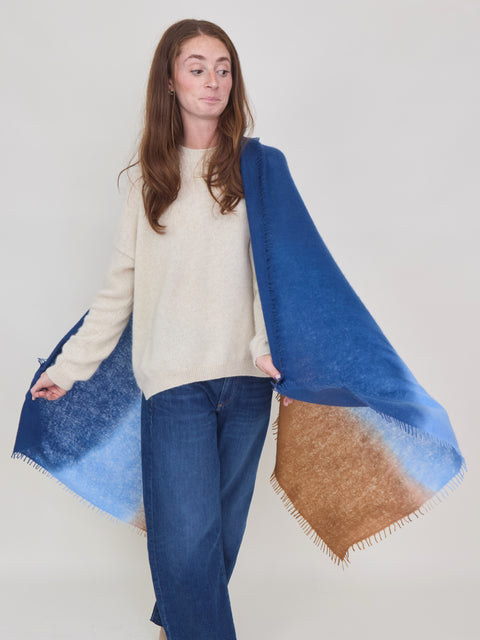 Luxo Cashmere Scarf, brown & blues