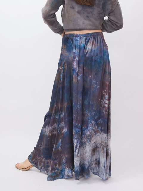 Silk Peasant Skirt, Blue Desert