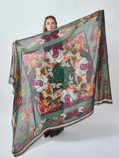 Natural Camouflage Silk & Wool Scarf