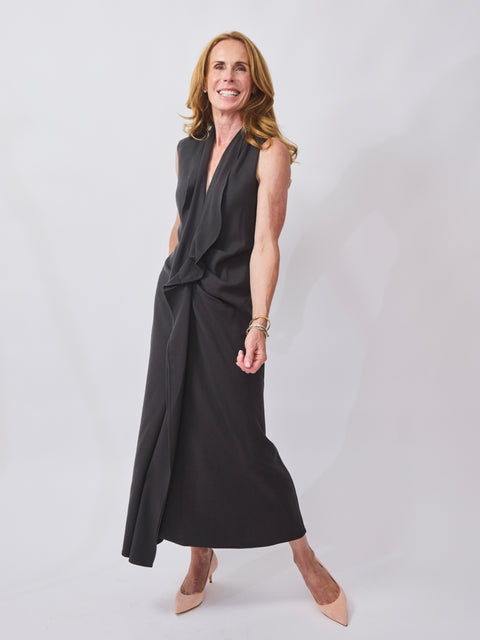 Abito Stretch Wool C/Drapp, Carbonne