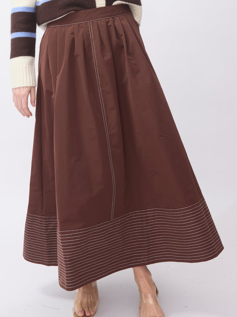 Paneled Hem Skirt, Chocolate