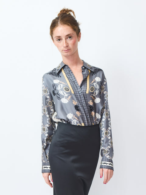 Roses & Cat Silk Blouse