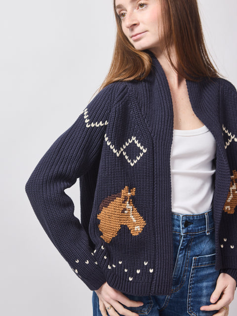 Horse Lodge Cardigan, navy
