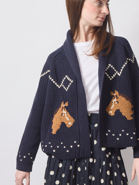Horse Lodge Cardigan, navy