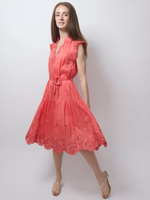 Bardot Dress, coral