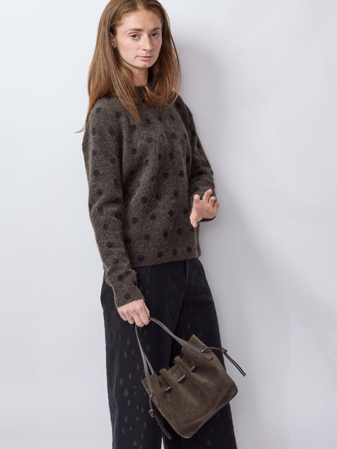 Mini Scallop Tote Suede, Ganache