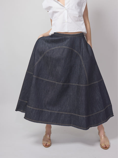 Lime, dark blue denim