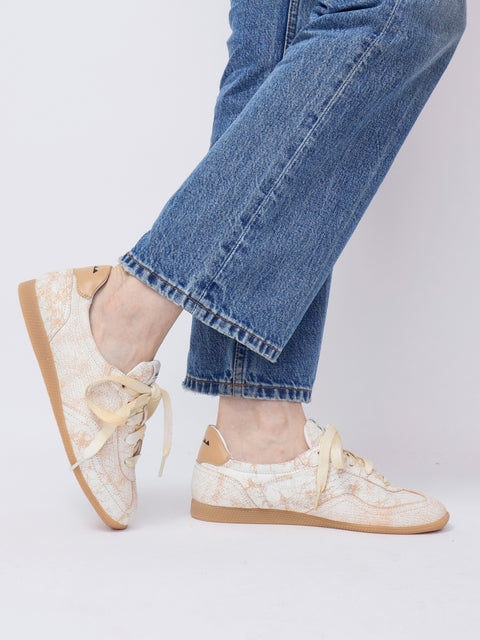 Crackle Leather Sneaker, White