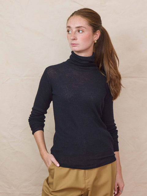 Tissue Turtleneck, Navy