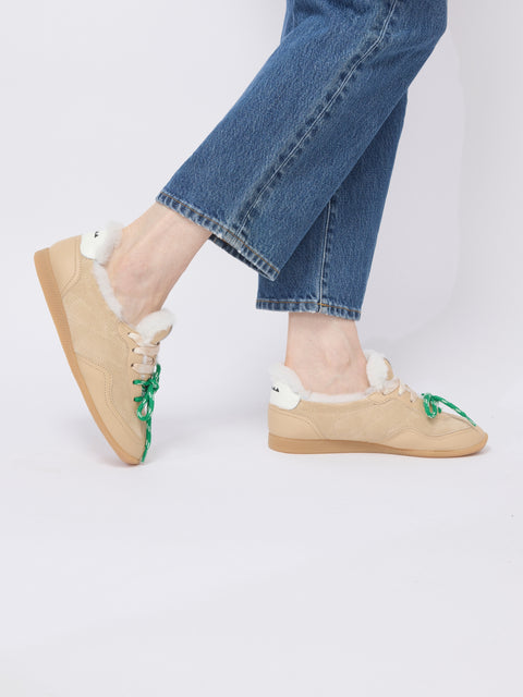 Ballet Sneaker, Beige Suede Shearling