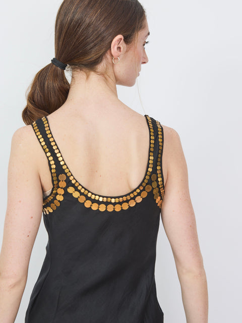 Adele Gilded Coin Dress, black