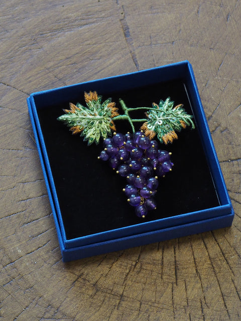 Malbec Grapes Brooch