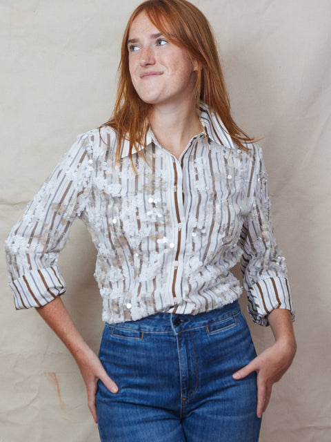 Marley Shirt, White Sequins