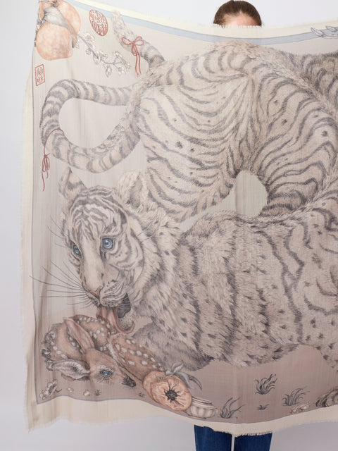 Zouyu, Cry the Deer, 135cm silk/wool, Clay/Bone