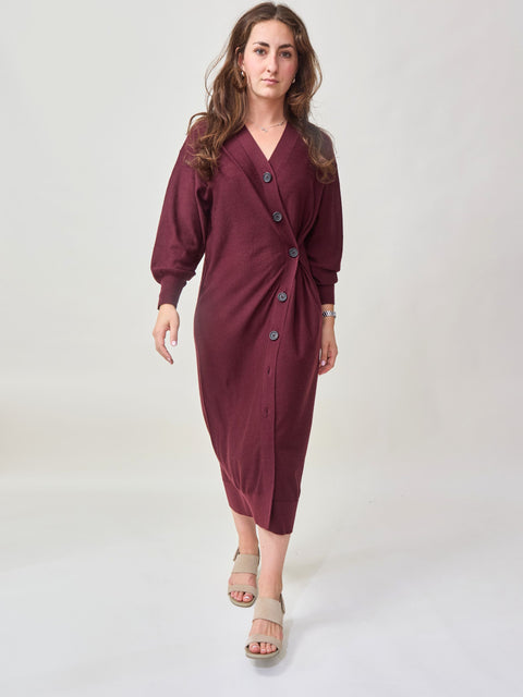 Drippy Cardi Dress, Mulberry