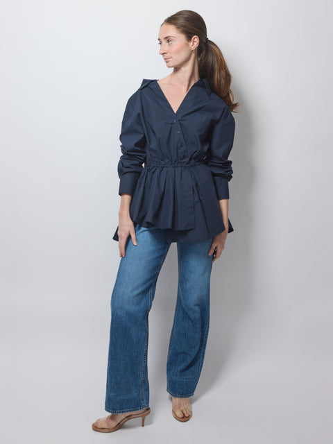Falling Off the Shoulder Top, navy