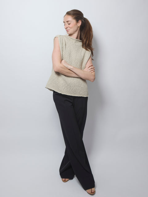 Cotton Slub Vest, Ecru