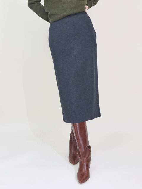 Midi Skirt Superfine Merino, anthracite