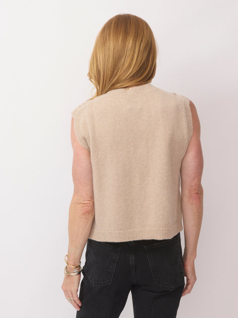 Cabled Button-Front Vest, marble