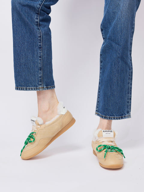 Ballet Sneaker, Beige Suede Shearling
