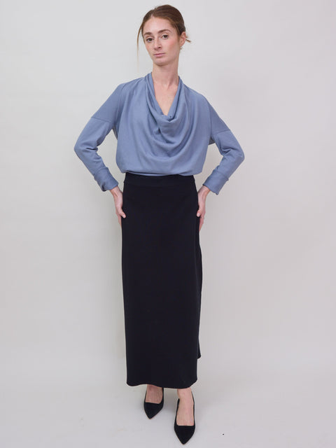 Cotton Full Milano Skirt, black