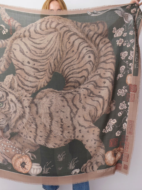 Zouyu, Cry the Deer, 135cm silk/wool, Fir/Fawn
