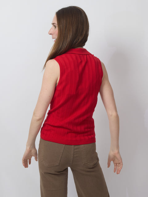 Collared Vest, Cherry