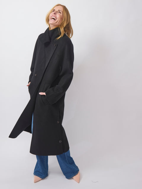 Double Button Coat, black