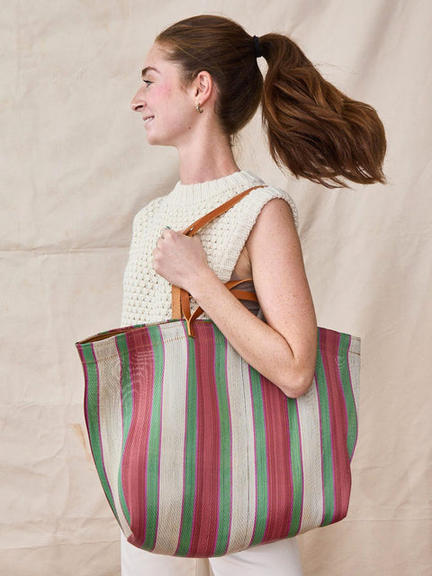 Market Bag, Green/Red/Pink